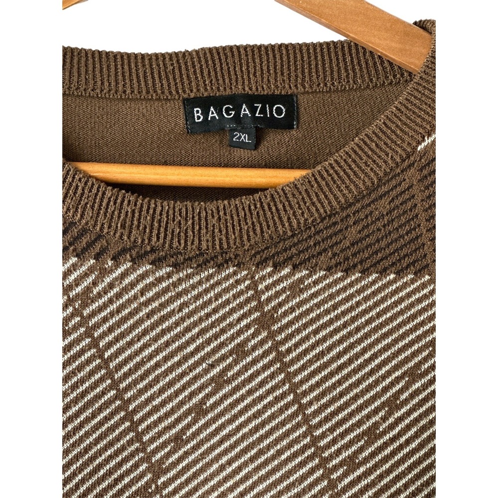 Bagazio Mens Sweater Size 2XL Brown White Cream 100% Polyester